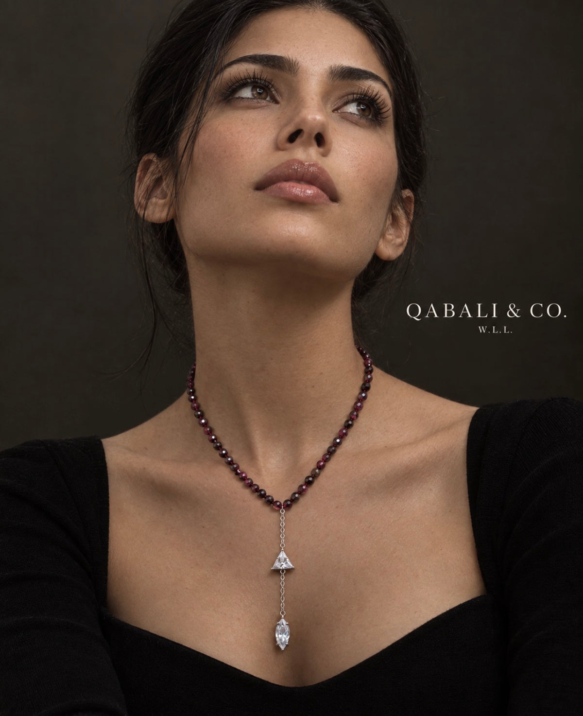 Natural Tourmaline Geometric Drop Necklace