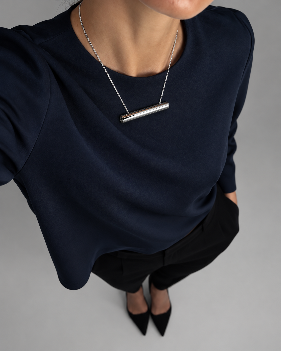 Geometric Pipe Pendant Necklace
