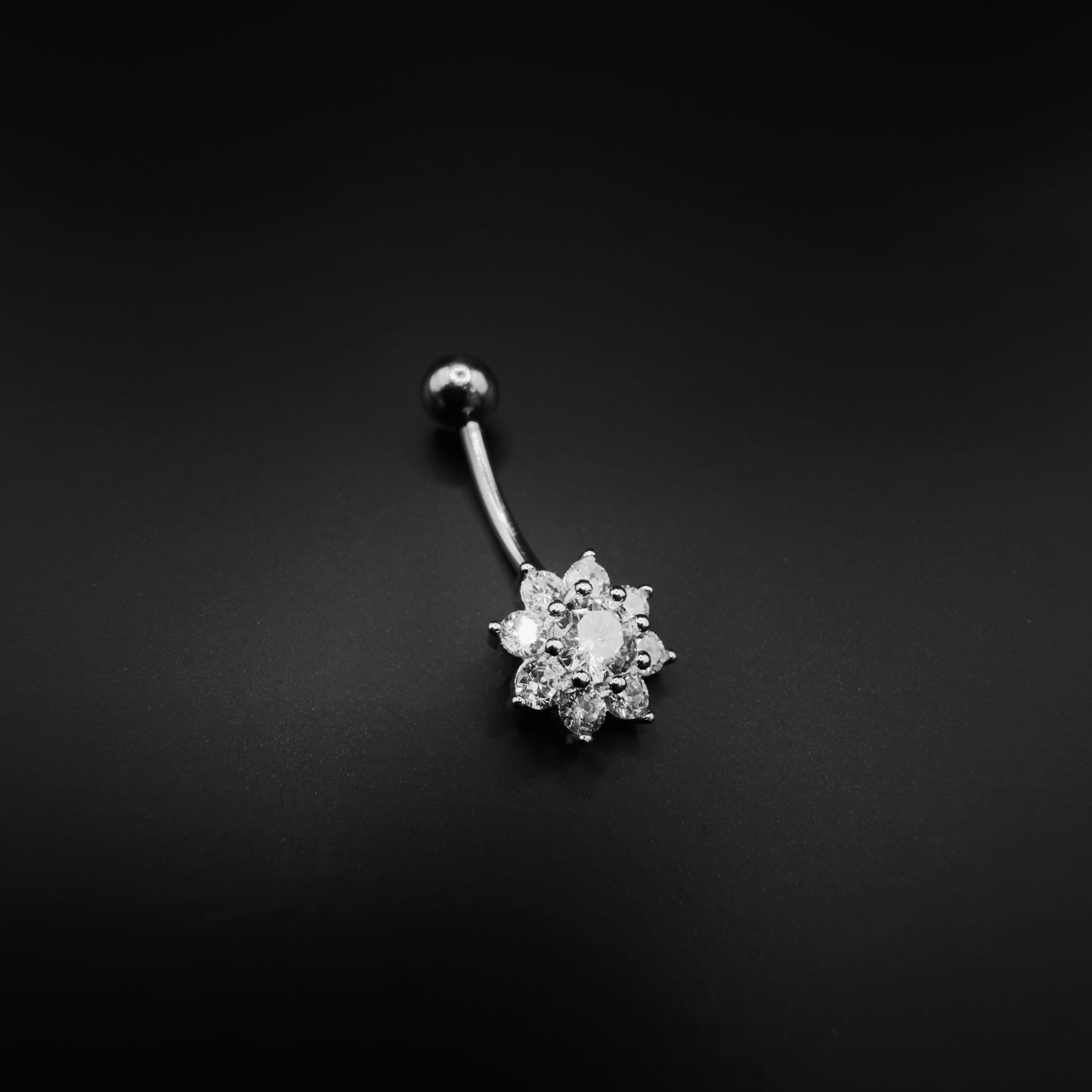 Crystal Flower Belly Button Ring