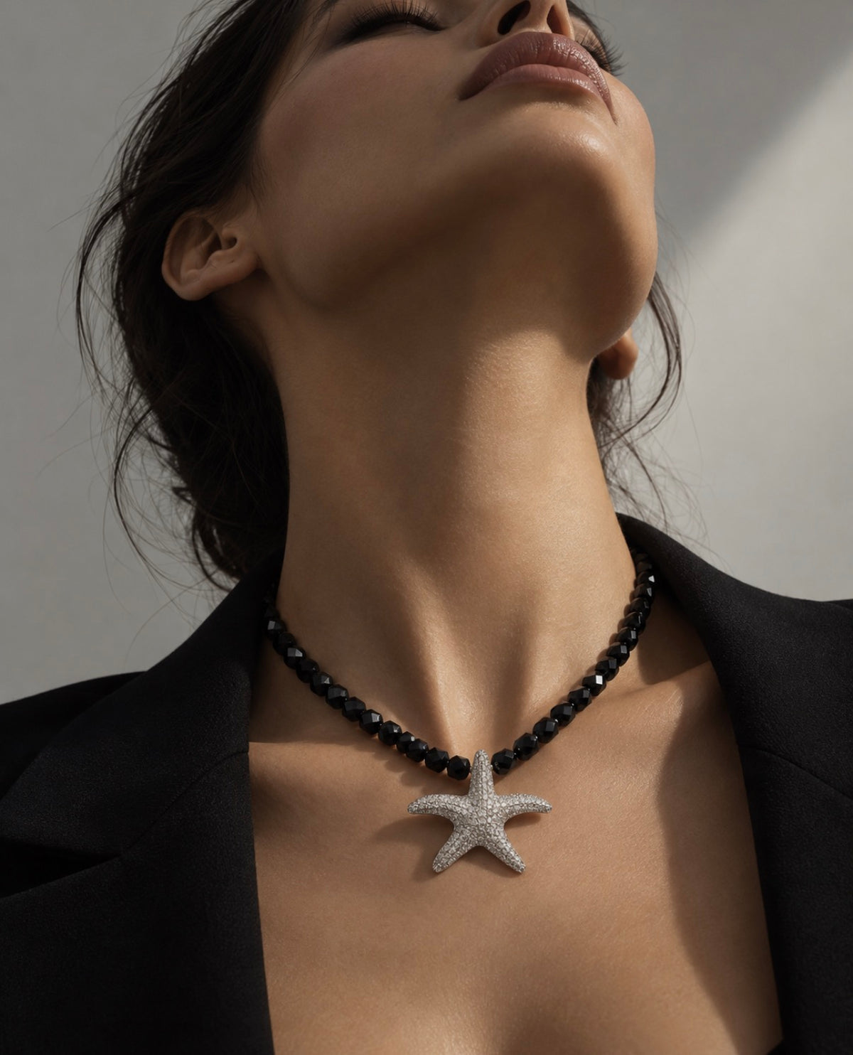 Natural Onyx Starfish Pendant Necklace