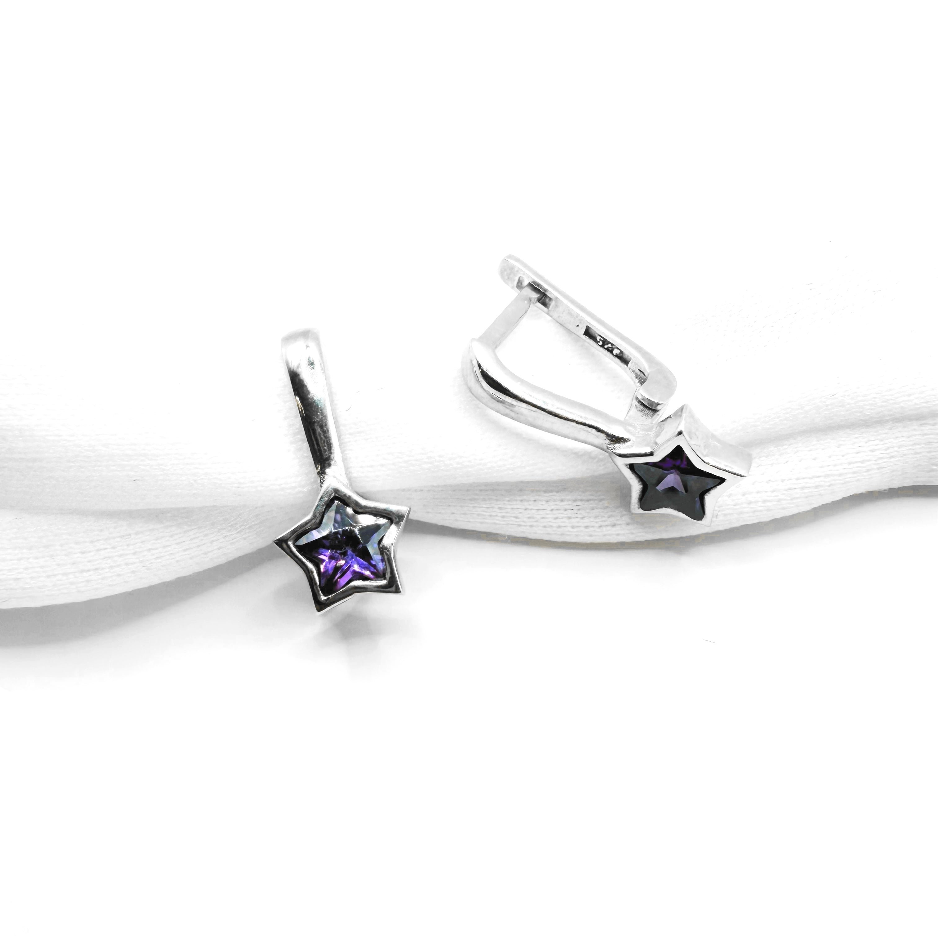 Purple Star Hoop Earrings