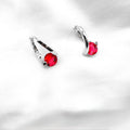 Red Stone Hoop Earrings