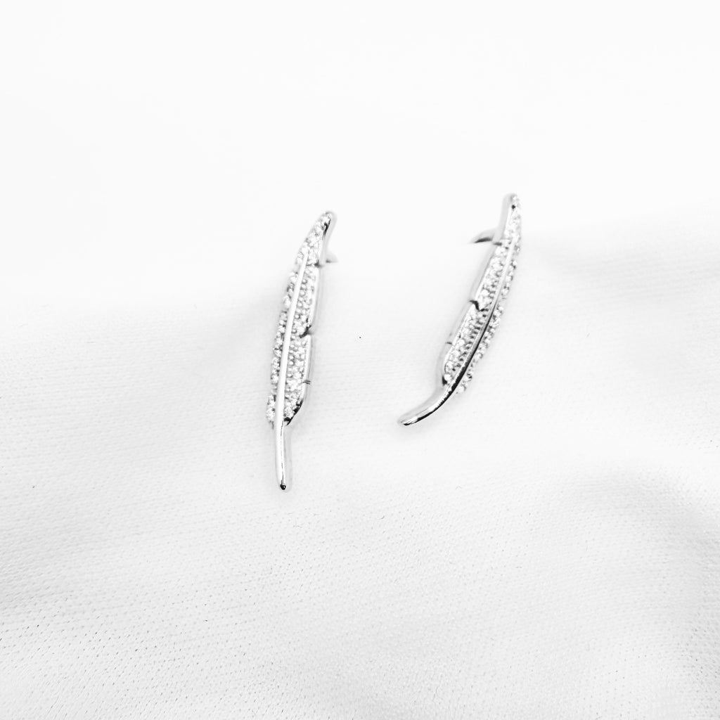 Feather Cubic Zirconia Earrings