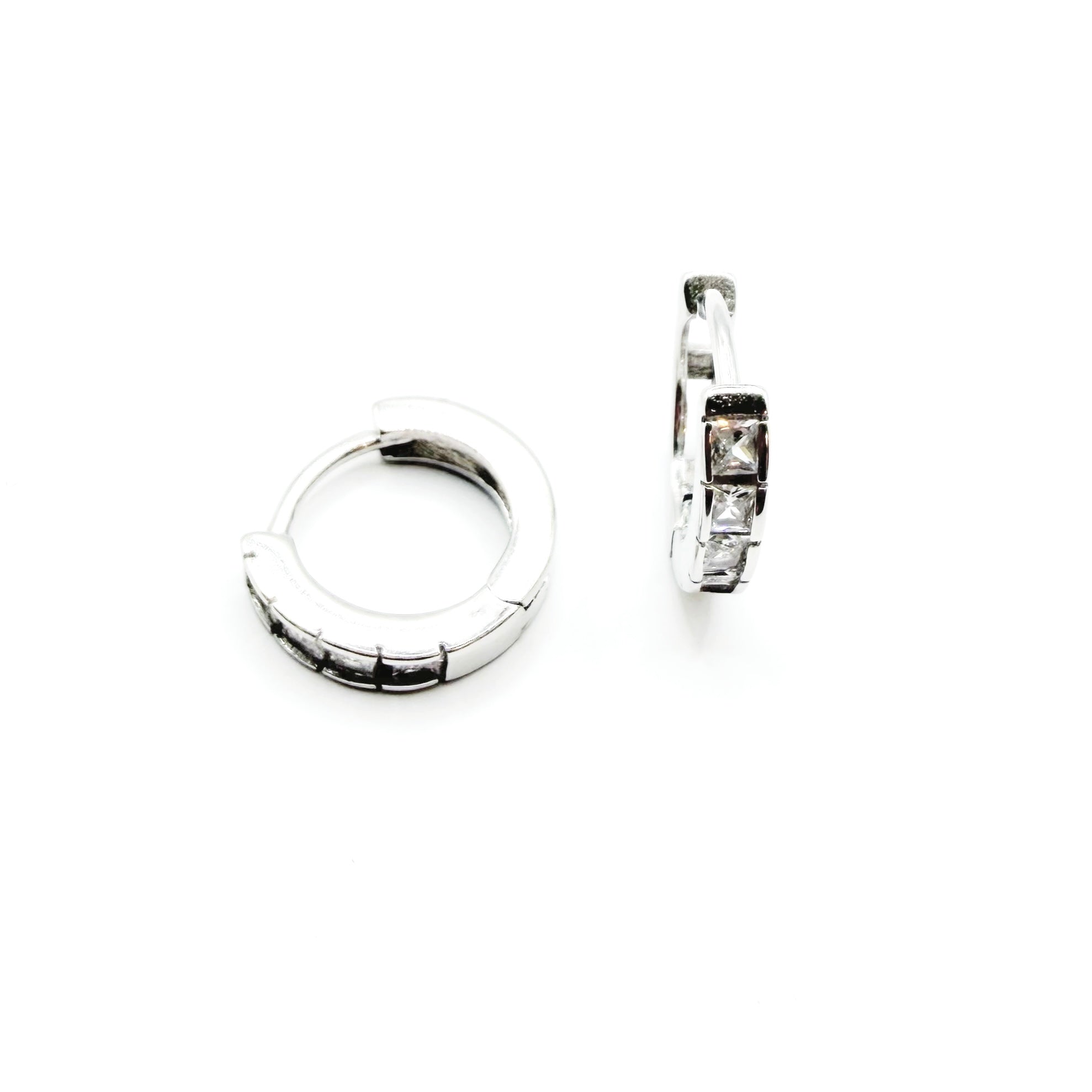 Princess Cut CZ Hoop Earrings