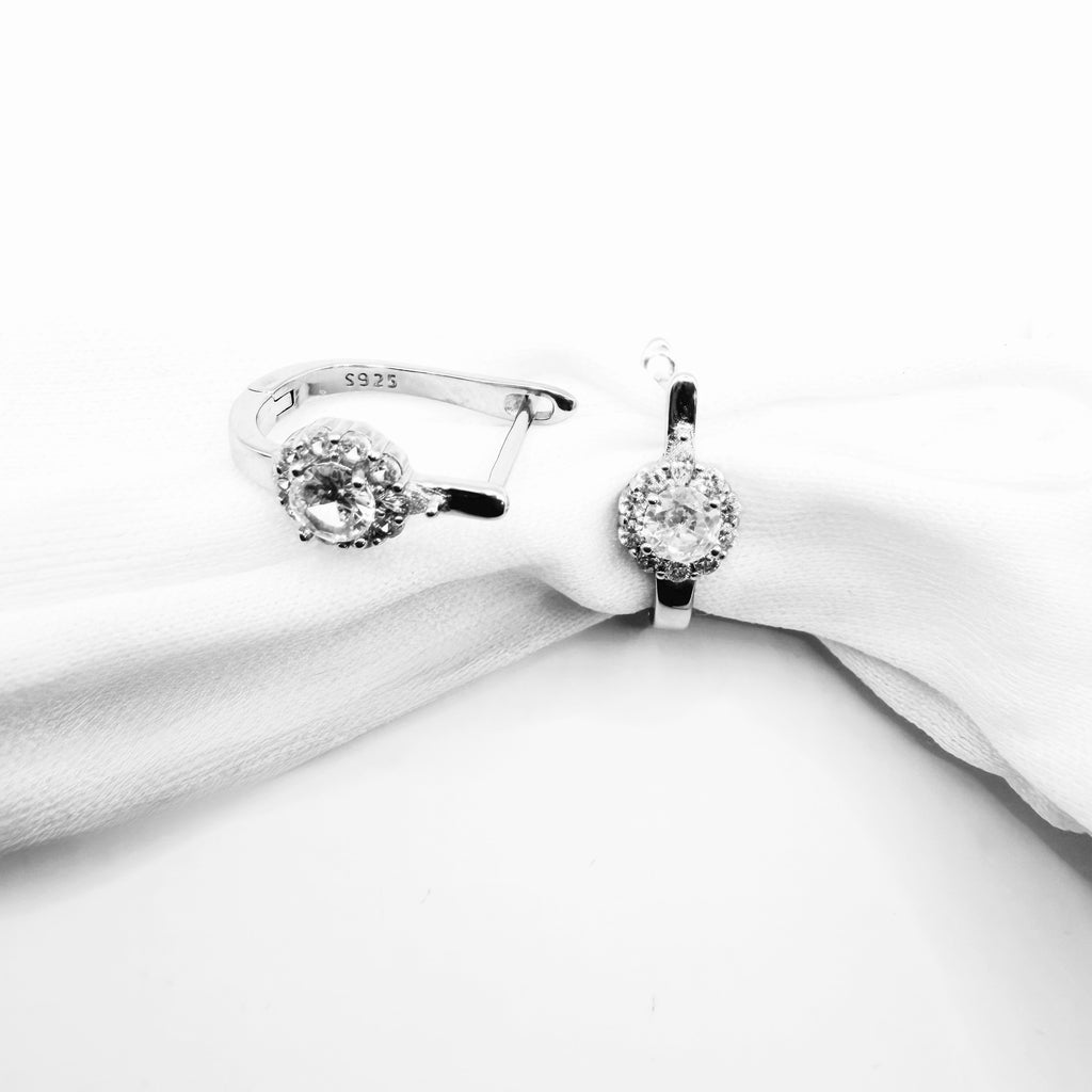 Halo CZ Hoop Earrings