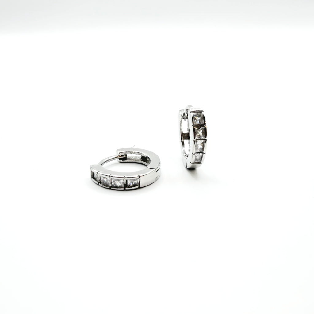 Princess Cut CZ Hoop Earrings