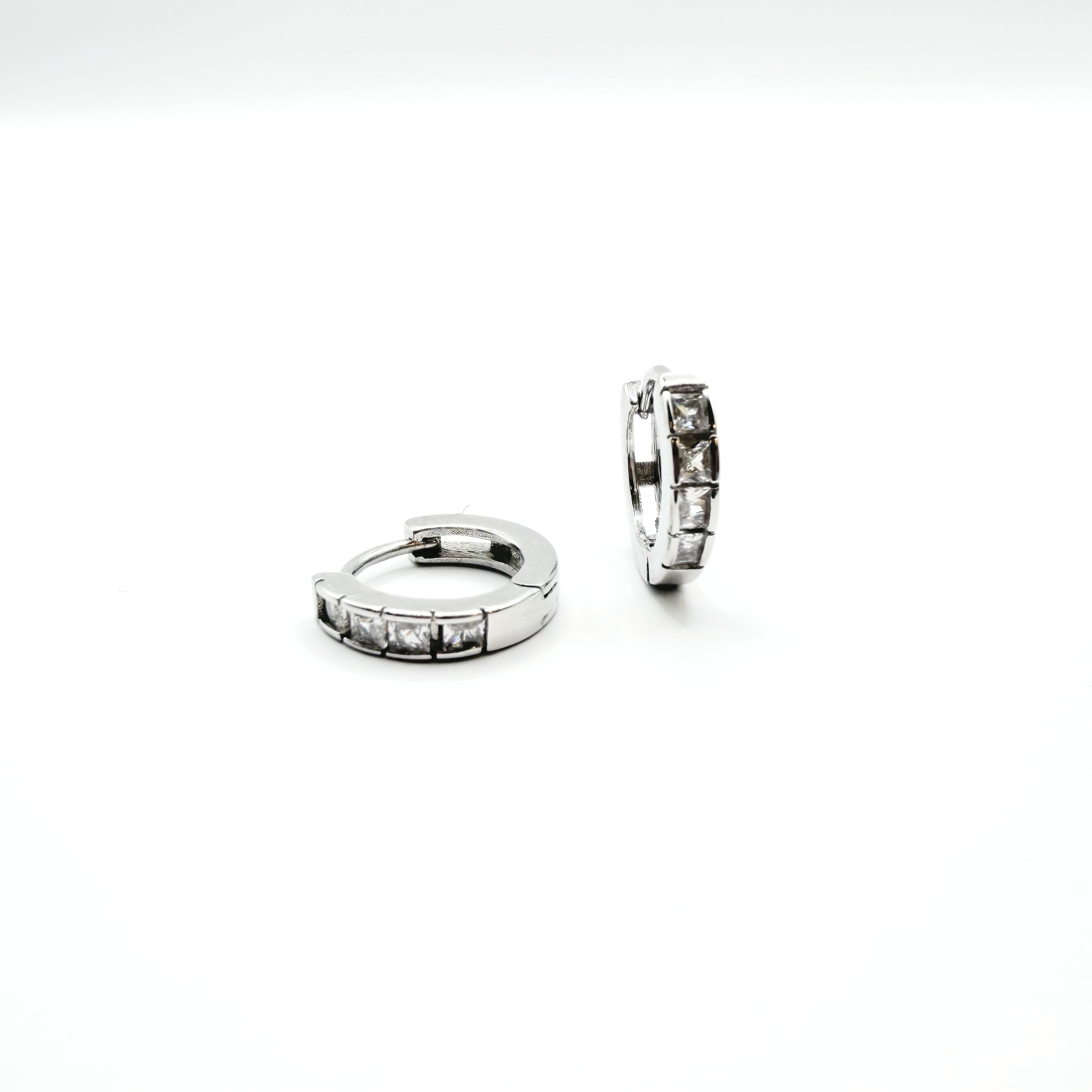Princess Cut CZ Hoop Earrings