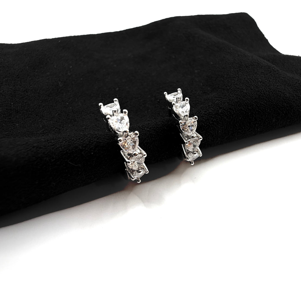 Heart CZ Hoop Earrings