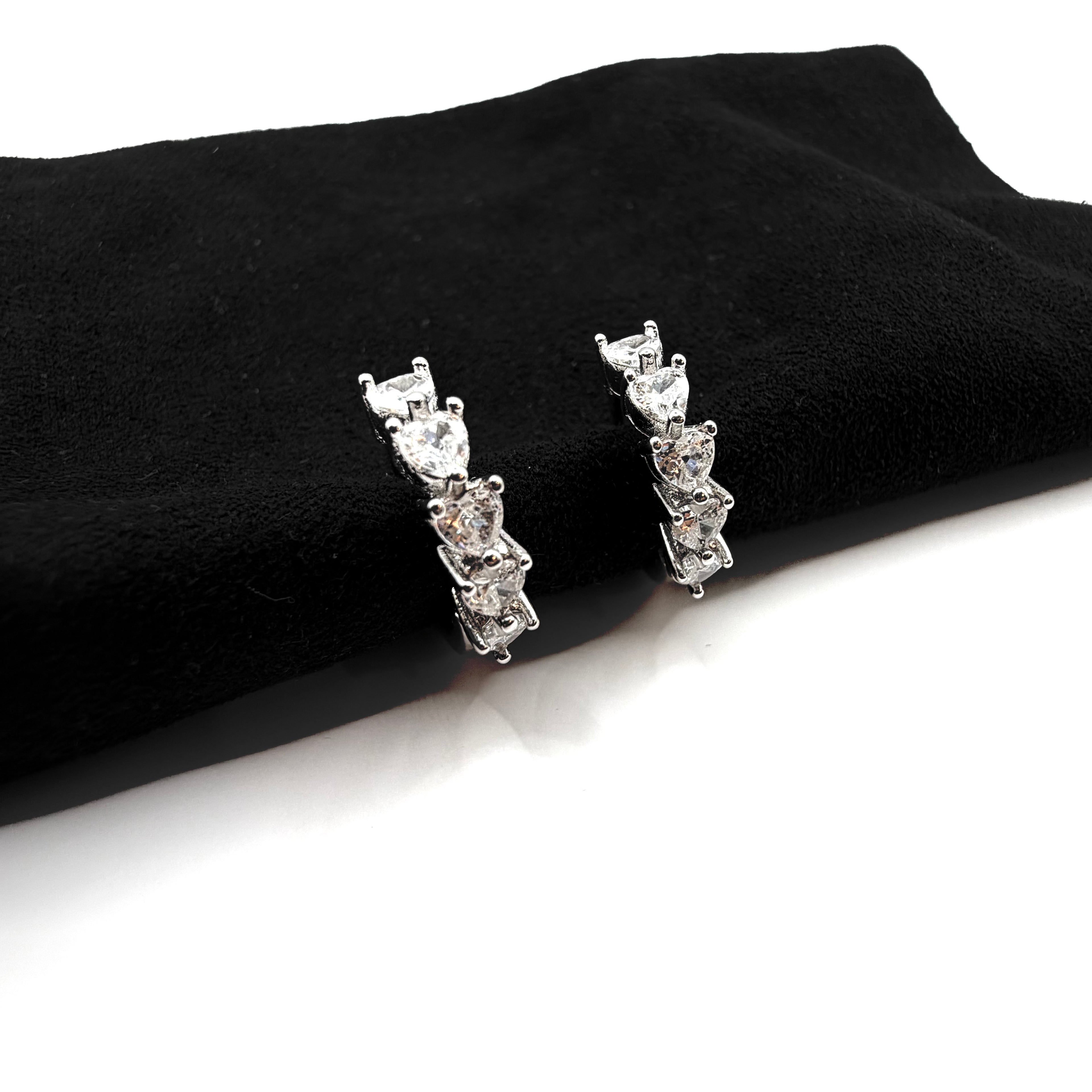 Heart CZ Hoop Earrings