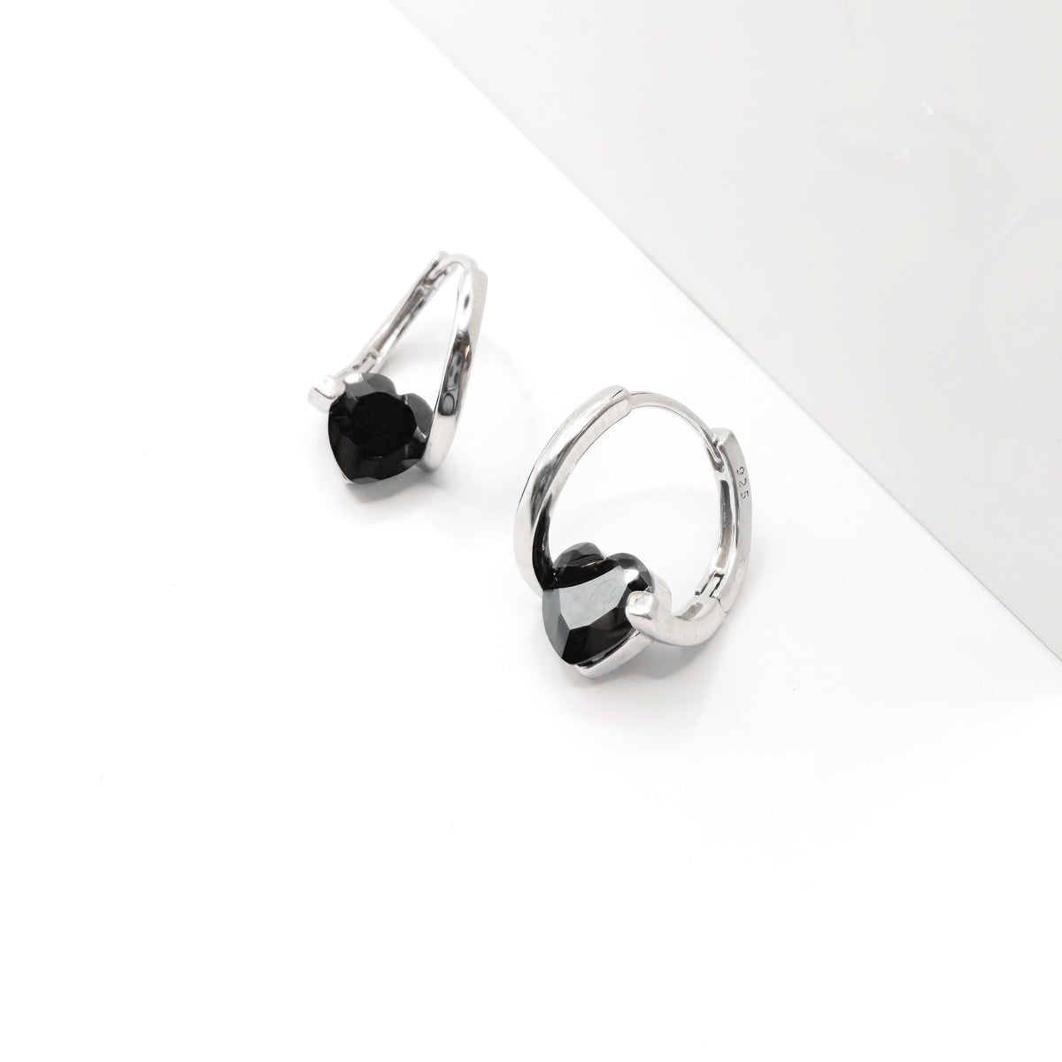 Black Heart Hoop Earrings