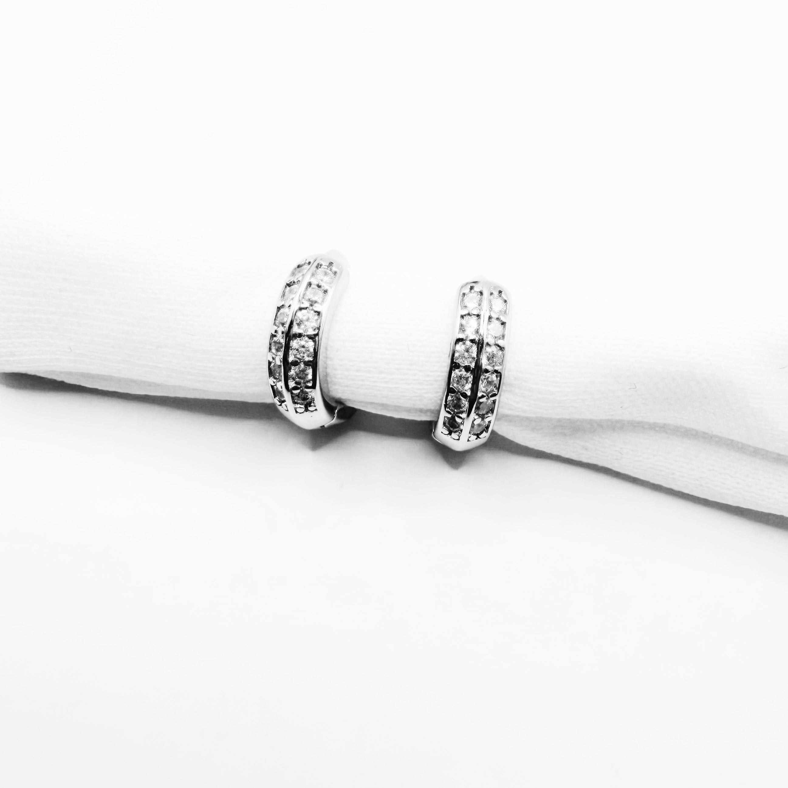 Double Row CZ Hoop Earrings
