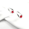 Red Star Hoop Earrings