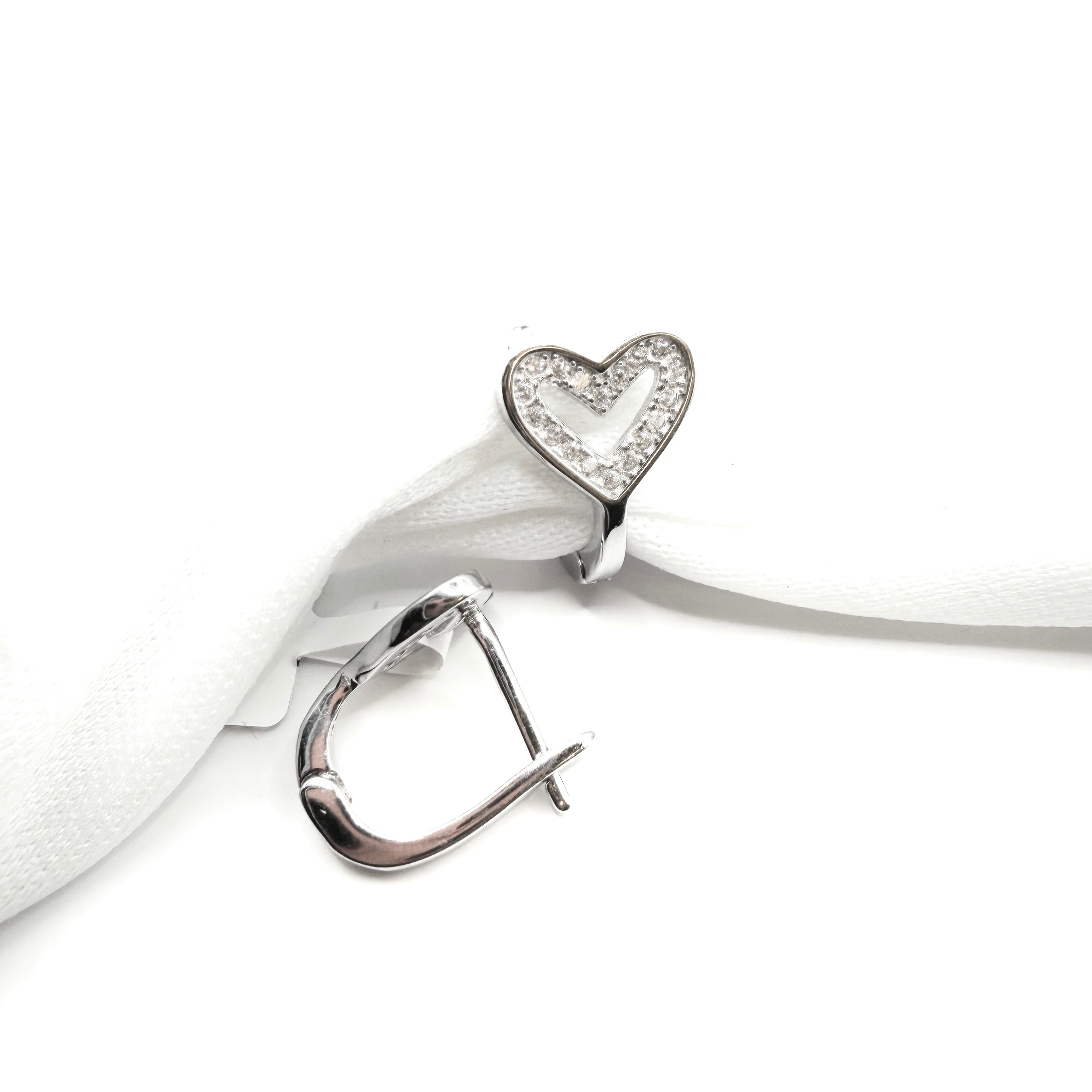 Heart CZ Hoop Earrings