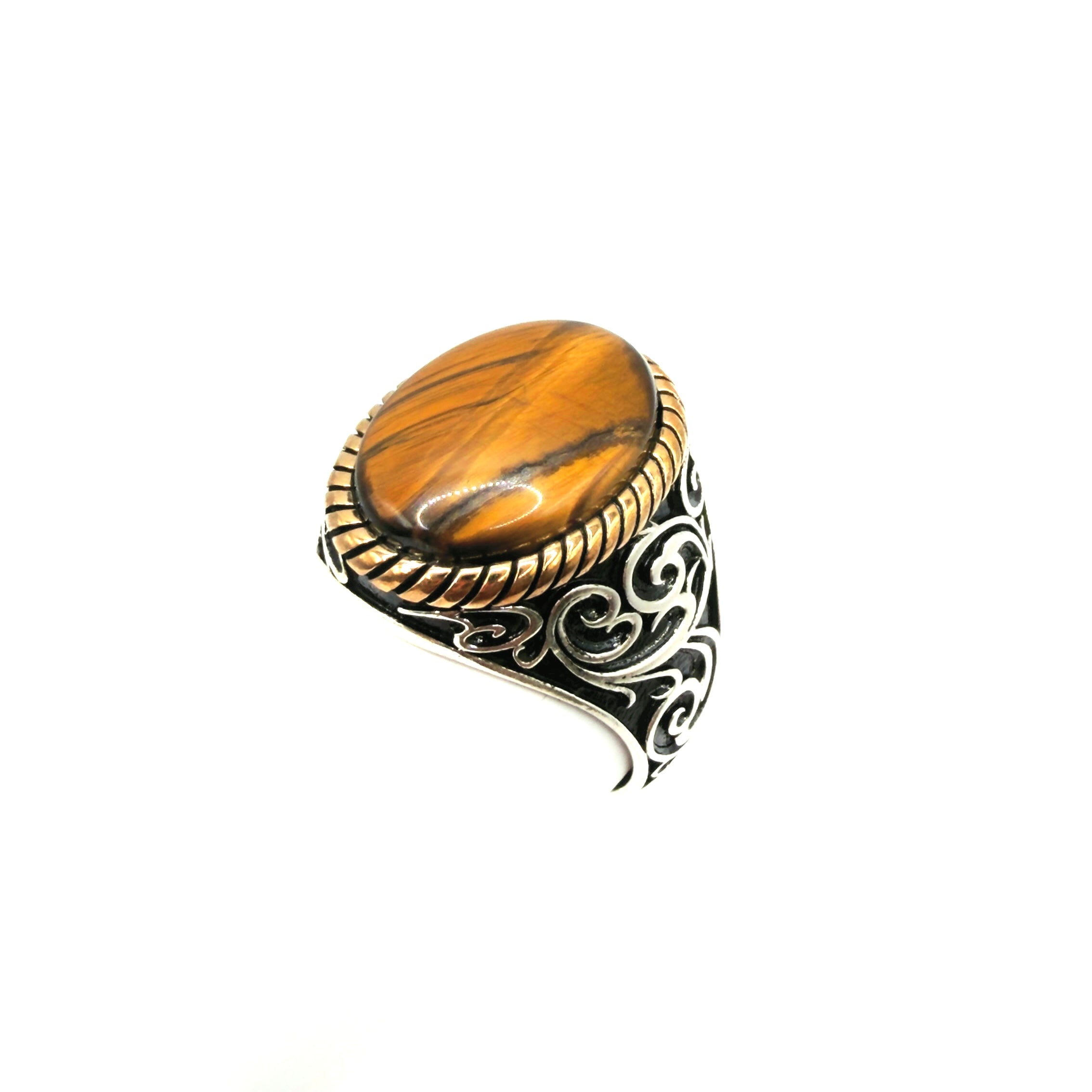 Natural tiger eye ring