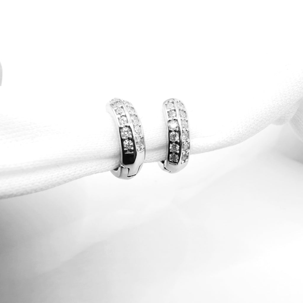Double Row CZ Hoop Earrings
