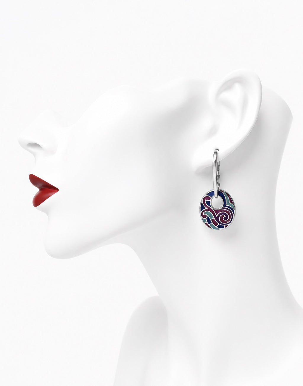 Abstract Enamel Hoop Earrings