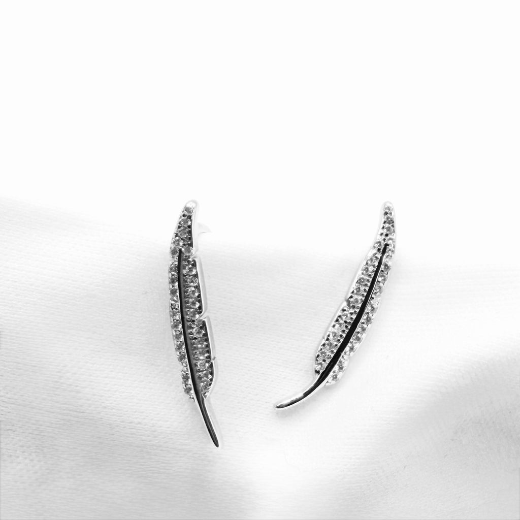 Feather Cubic Zirconia Earrings