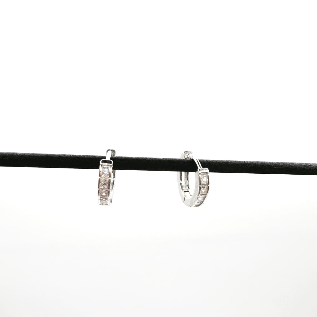 Princess Cut CZ Hoop Earrings