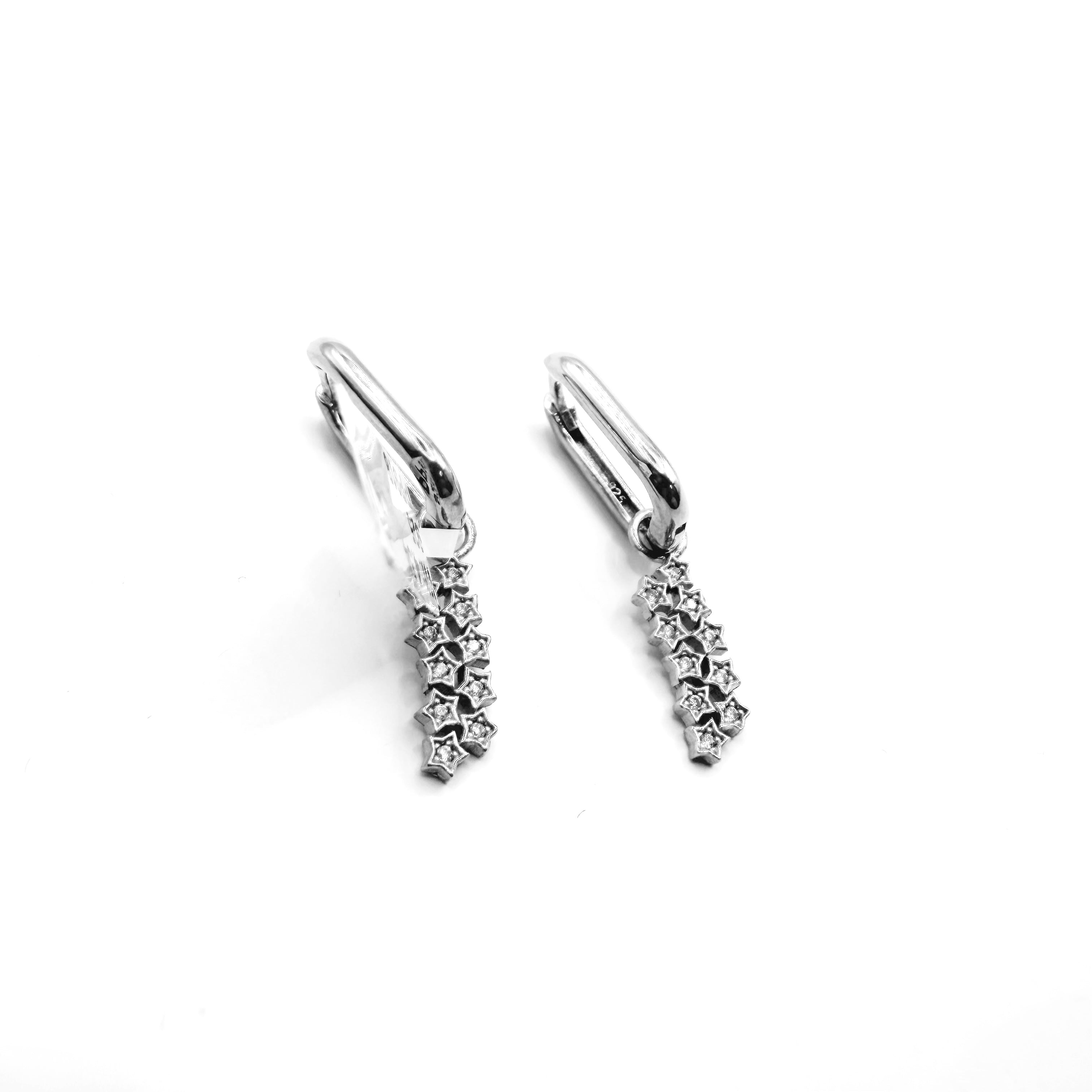 Star Cluster Drop Hoop Earrings