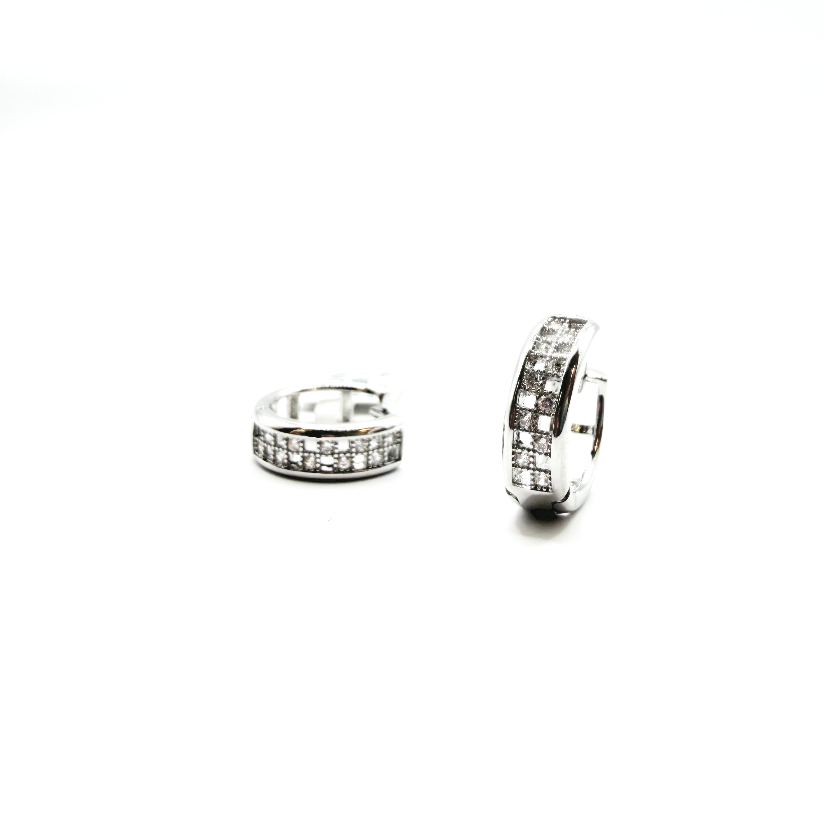 Double Row CZ Hoop Earrings