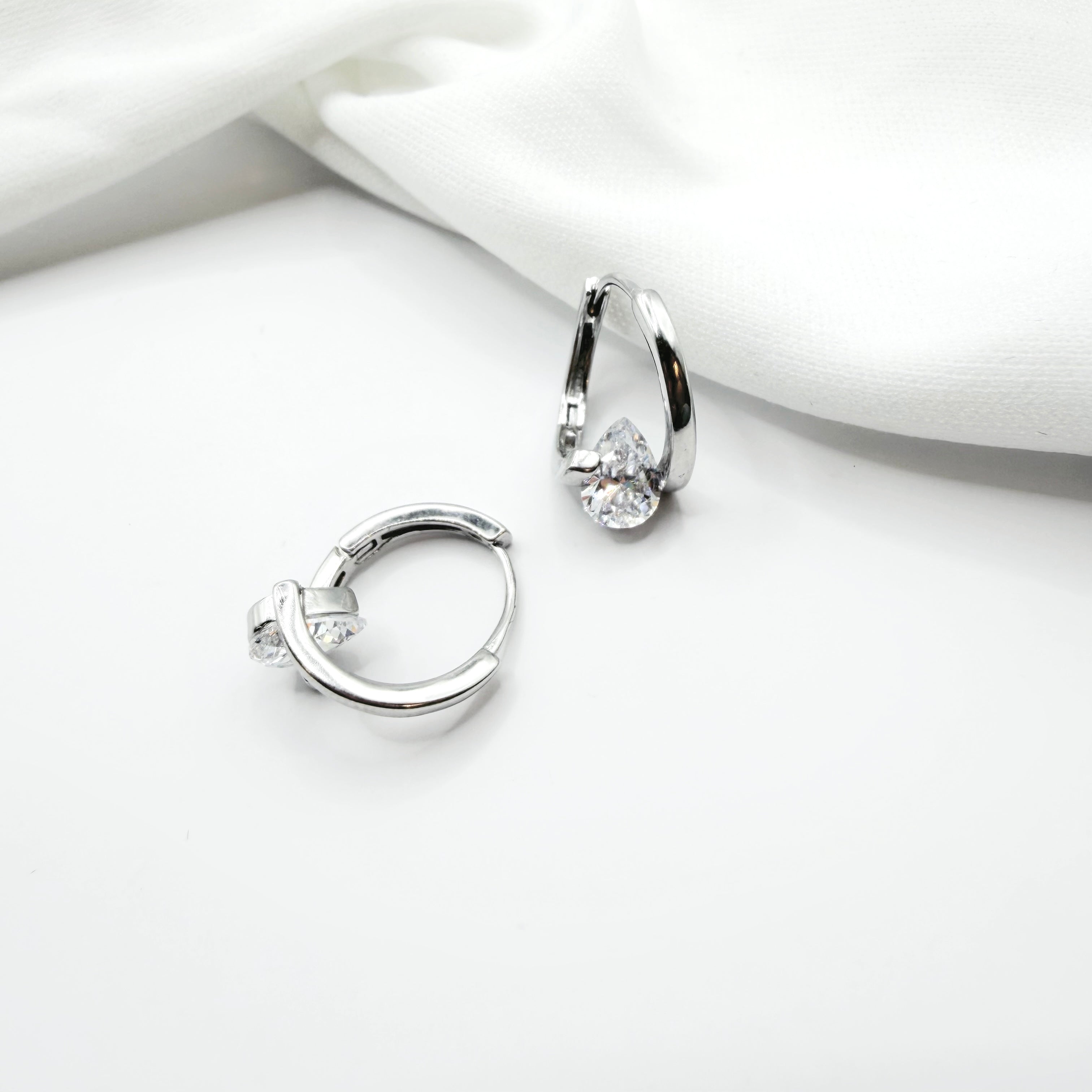 Pear-Cut Hoop Earrings