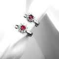 Red Flower Hoop Earrings