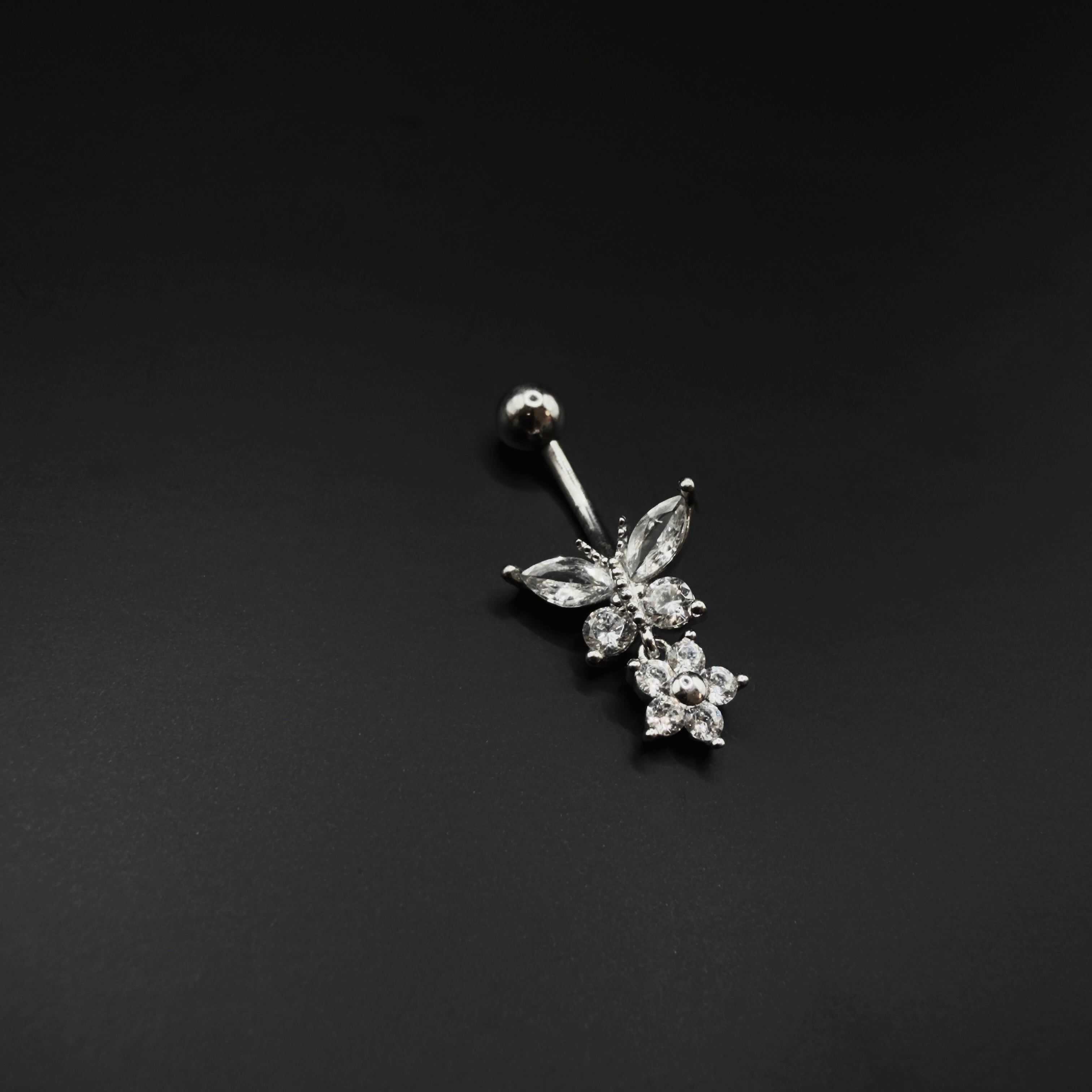 Butterfly Flower Belly Button Ring