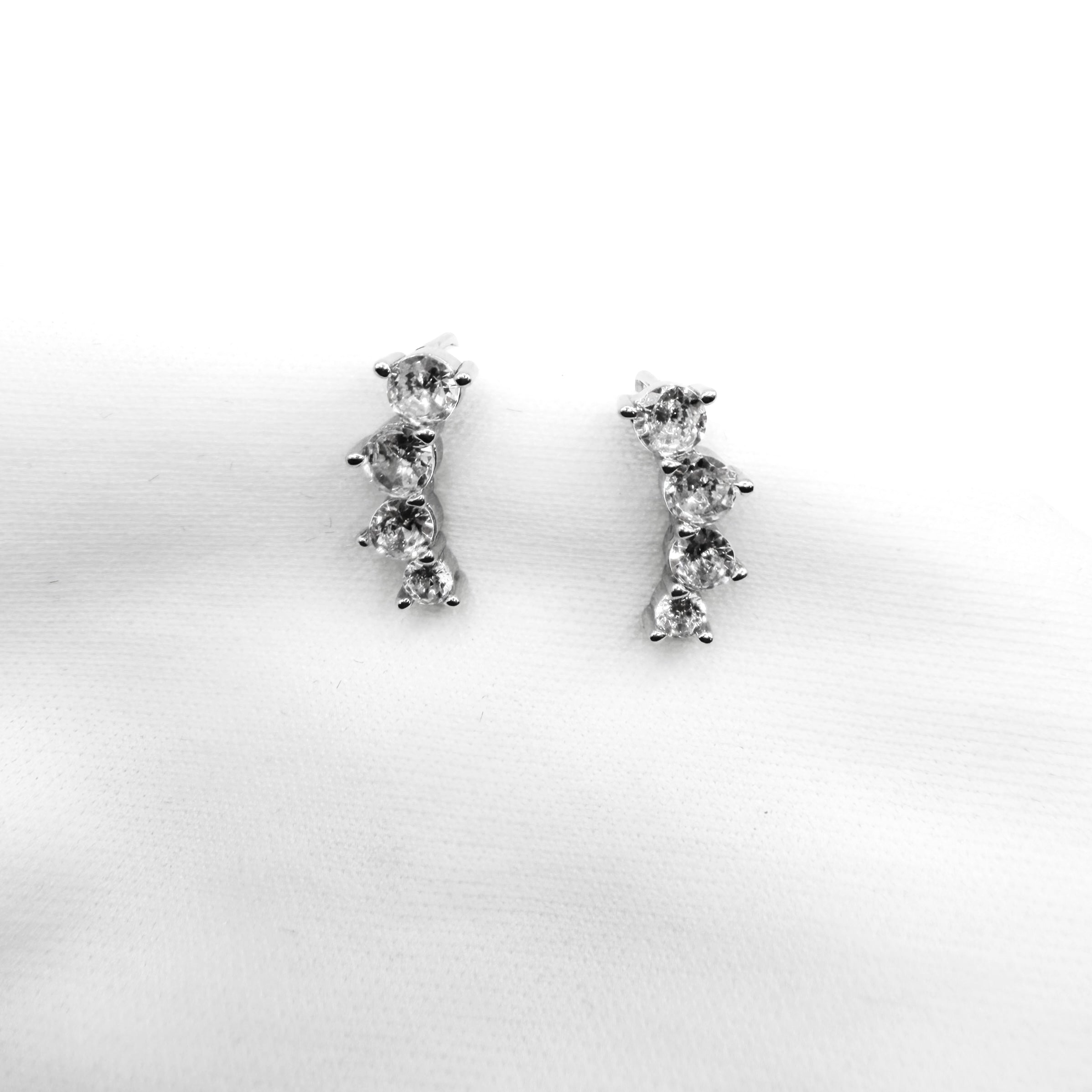 Round CZ Curved Stud Earrings
