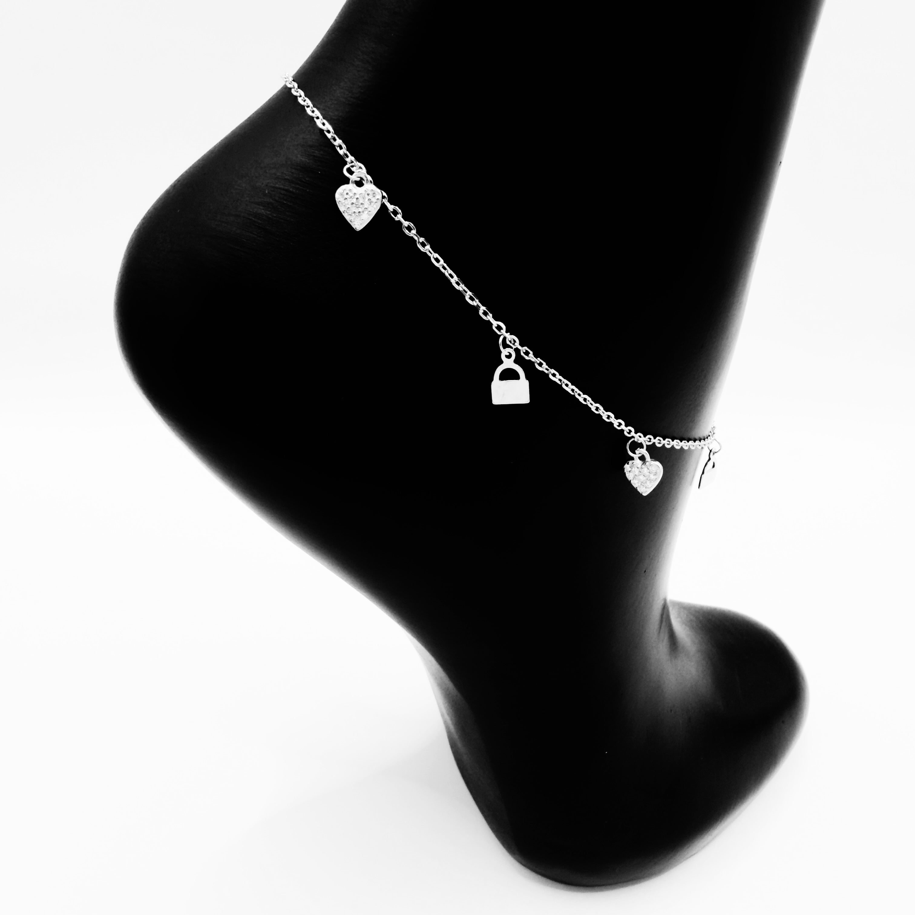 Heart lock anklet