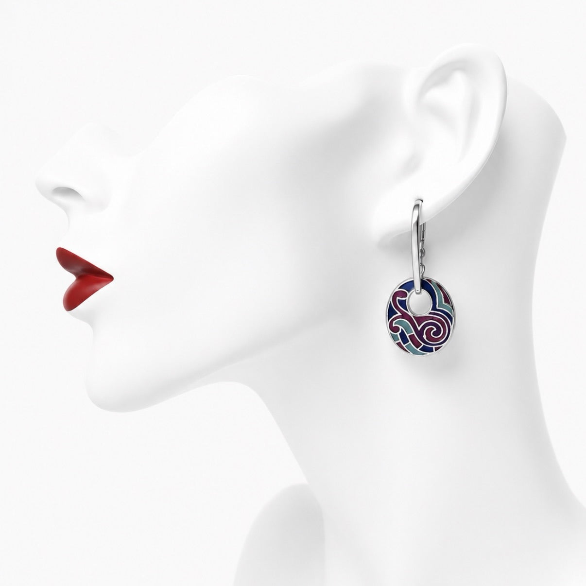 Abstract Enamel Hoop Earrings