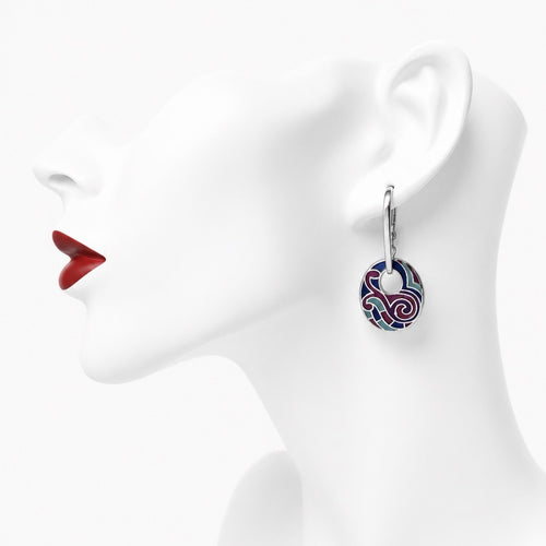 Abstract Enamel Hoop Earrings