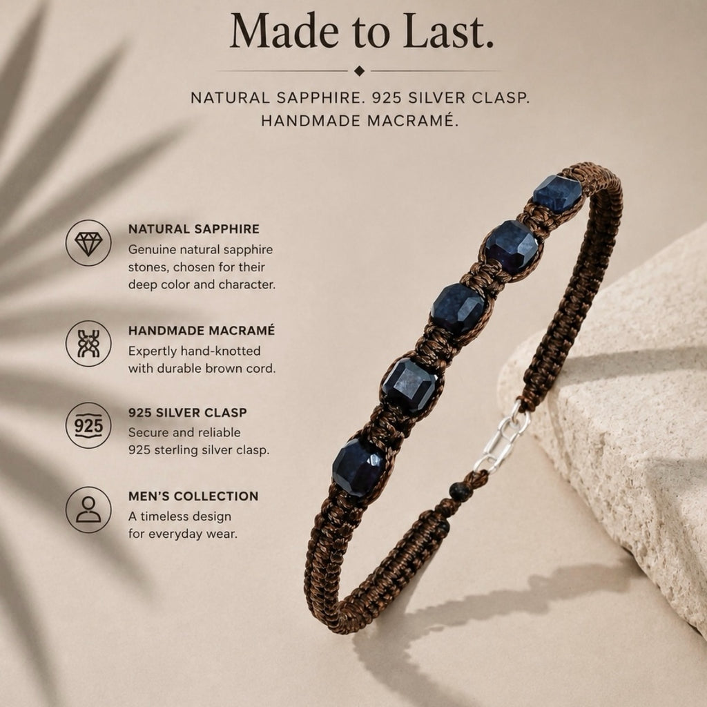 Natural Sapphire Macramé Bracelet