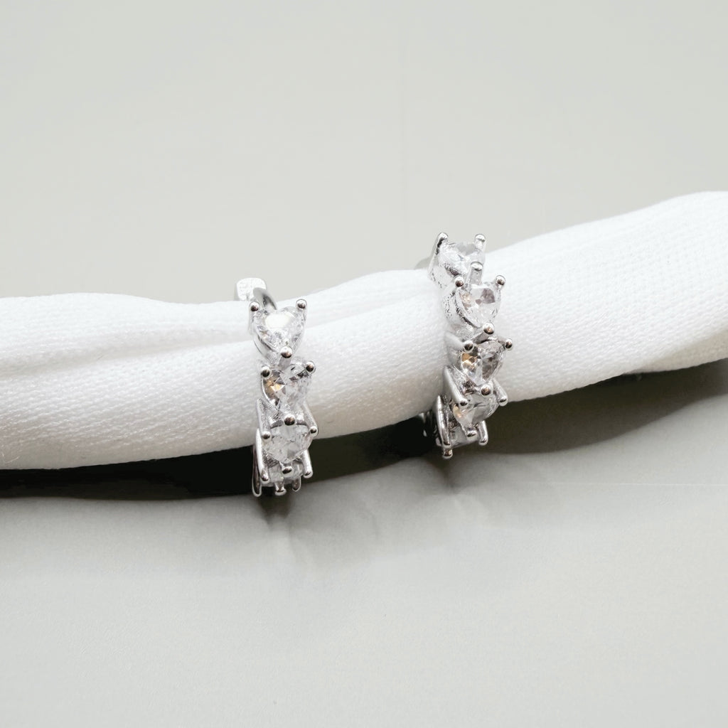 Heart CZ Hoop Earrings