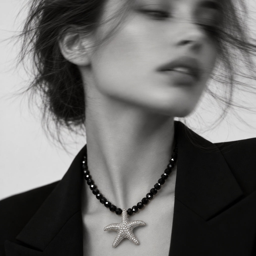 Natural Onyx Starfish Pendant Necklace