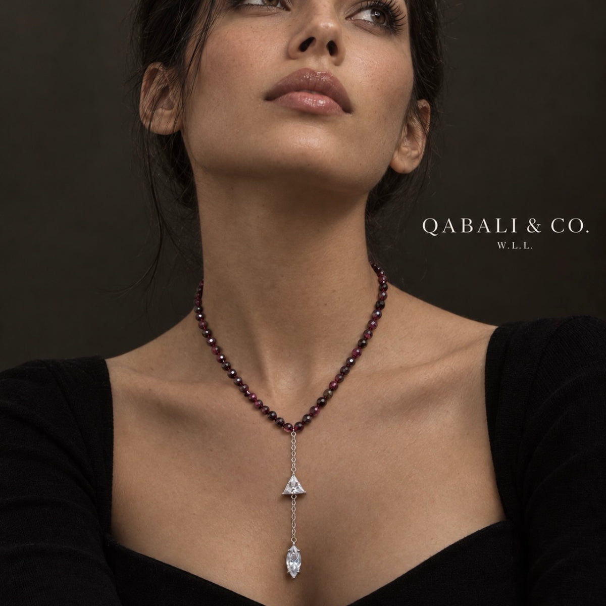 Natural Tourmaline Geometric Drop Necklace